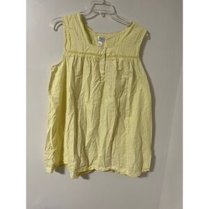 Women's Sleeveless Cotton Pajama Top - Light Yellow